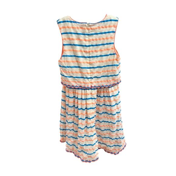 Boden Striped Embroidered Organza Lined Dress Blue Orange Size 15-16Y - Picture 2 of 6